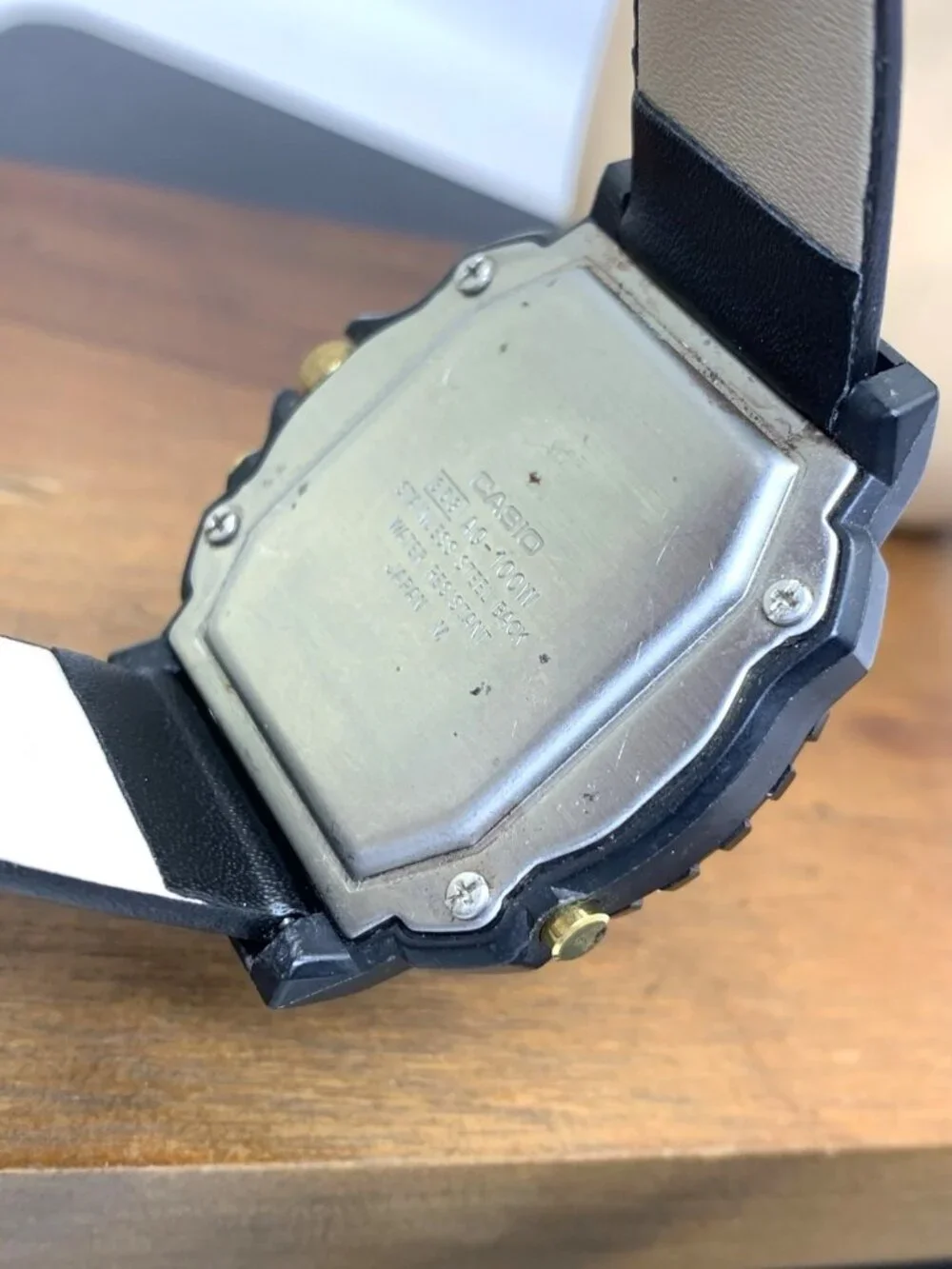 Casio Men's Watch AQ100W Analog Digital Quartz Black Leather Strap 41mm 358